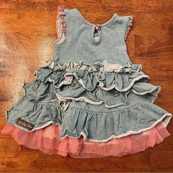 Matilda Jane Teal pink ruffle dress size 3-6 months - Picture 3 of 3